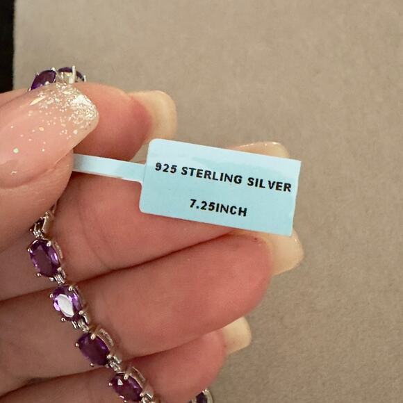 Beautiful Genuine Amethyst Bracelet 7.25in, 4.5mm 7.98ctw~Retail $1300~NEW - Picture 9 of 14